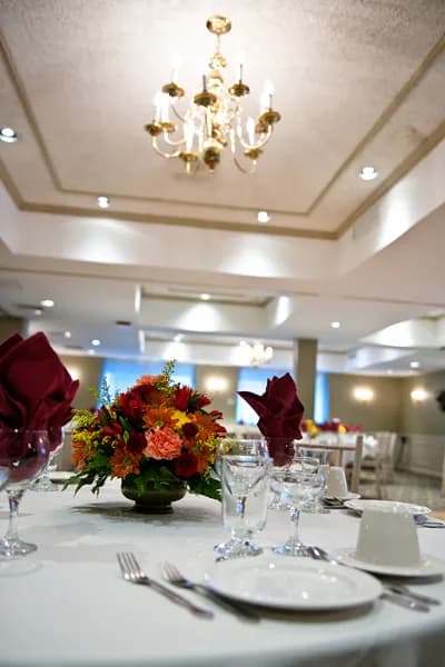 The Manor Inn banquet room set for an event